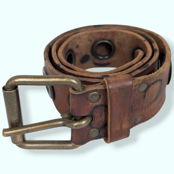 Vintage Leather Grommet Belt - Picture 1 of 6